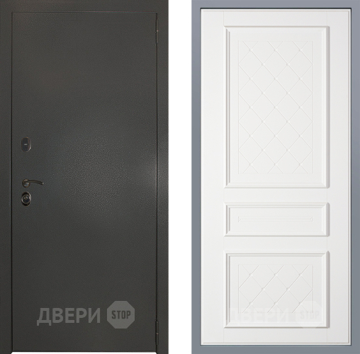 Дверь Заводские двери Эталон 3к антик серебро Урбино Белый софт в Краснознаменске
