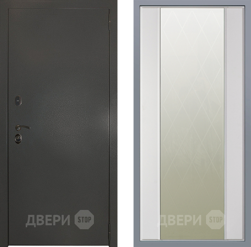 Дверь Заводские двери Эталон 3к антик серебро Зеркало Ампир Белый софт в Краснознаменске