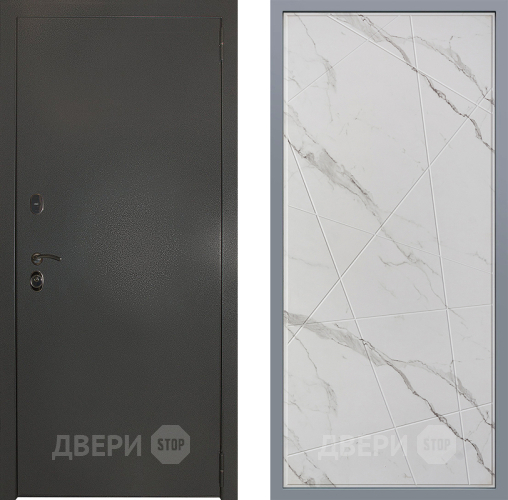 Дверь Заводские двери Эталон 3к антик серебро Флитта Мрамор белый в Краснознаменске