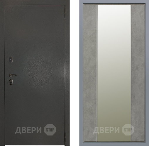 Дверь Заводские двери Эталон 3к антик серебро Зеркало Макси Бетон темный в Краснознаменске
