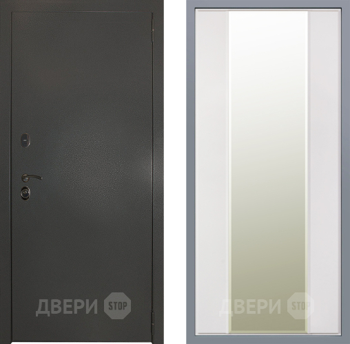 Дверь Заводские двери Эталон 3к антик серебро Зеркало Макси Белый матовый в Краснознаменске