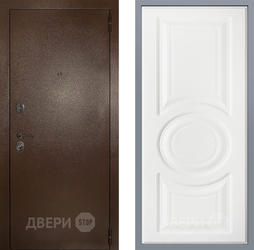 Дверь Заводские двери Эталон 3к антик медь Неаполь Лофт белый в Краснознаменске