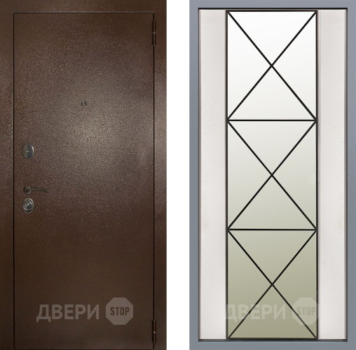 Дверь Заводские двери Эталон 3к антик медь Зеркало Перфекто Структурное дерево в Краснознаменске