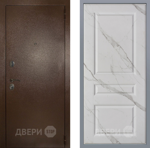 Дверь Заводские двери Эталон 3к антик медь Стокгольм Мрамор белый в Краснознаменске