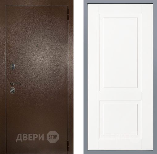 Дверь Заводские двери Эталон 3к антик медь Доррен Белый софт в Краснознаменске