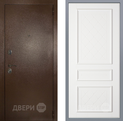 Дверь Заводские двери Эталон 3к антик медь Урбино Белый софт в Краснознаменске