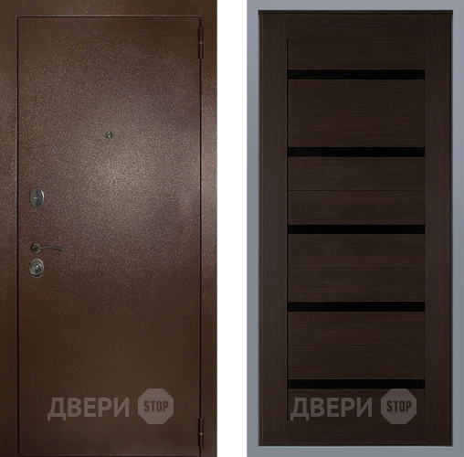 Дверь Заводские двери Эталон 3к антик медь СБ-1 орех тисненый в Краснознаменске