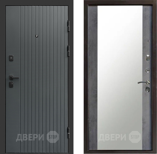 Входная металлическая Дверь Престиж Tvist Grey Зеркало Бетон темный в Краснознаменске