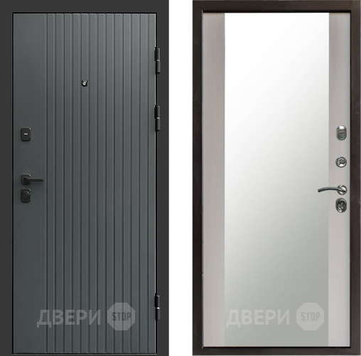 Входная металлическая Дверь Престиж Tvist Grey Зеркало Лиственница белая в Краснознаменске