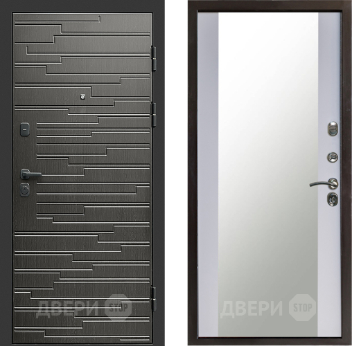 Входная металлическая Дверь Престиж Rivera Зеркало Белый софт в Краснознаменске