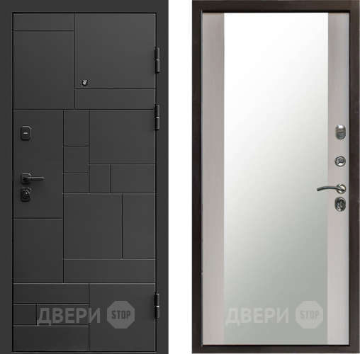 Входная металлическая Дверь Престиж Kvadro Зеркало Лиственница белая в Краснознаменске