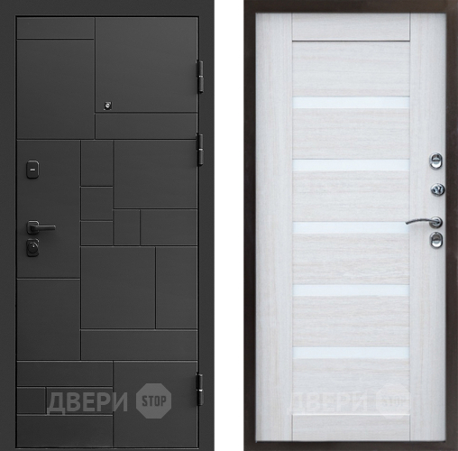 Входная металлическая Дверь Престиж Kvadro Царга Лиственница белая в Краснознаменске