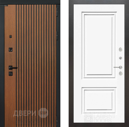 Входная металлическая Дверь Лабиринт (LABIRINT) Шторм 26 Белый (RAL-9003) в Краснознаменске