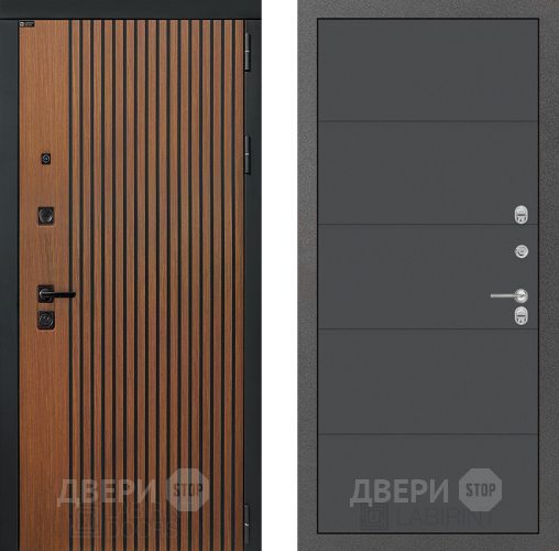 Входная металлическая Дверь Лабиринт (LABIRINT) Шторм 13 Графит софт в Краснознаменске