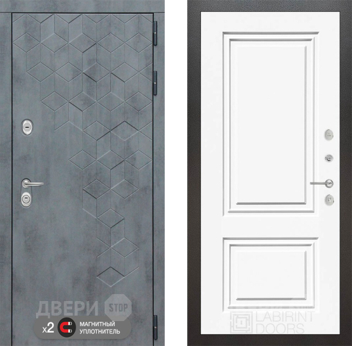 Входная металлическая Дверь Лабиринт (LABIRINT) Бетон 26 Белый (RAL-9003) в Краснознаменске