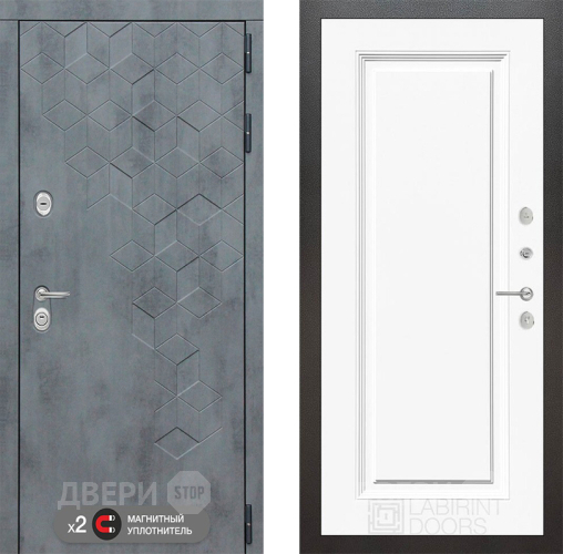 Входная металлическая Дверь Лабиринт (LABIRINT) Бетон 27 Белый (RAL-9003) в Краснознаменске