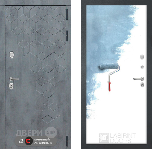 Входная металлическая Дверь Лабиринт (LABIRINT) Бетон 28 Под покраску в Краснознаменске