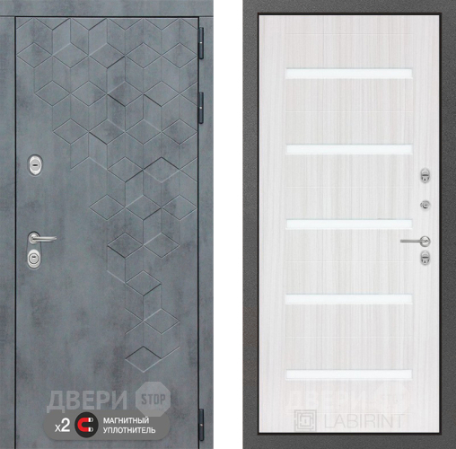 Входная металлическая Дверь Лабиринт (LABIRINT) Бетон 01 Сандал белый в Краснознаменске