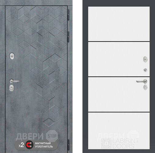 Дверь Лабиринт (LABIRINT) Бетон 25 Белый софт в Краснознаменске
