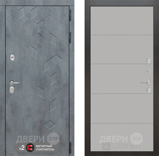 Входная металлическая Дверь Лабиринт (LABIRINT) Бетон 13 Грей софт в Краснознаменске