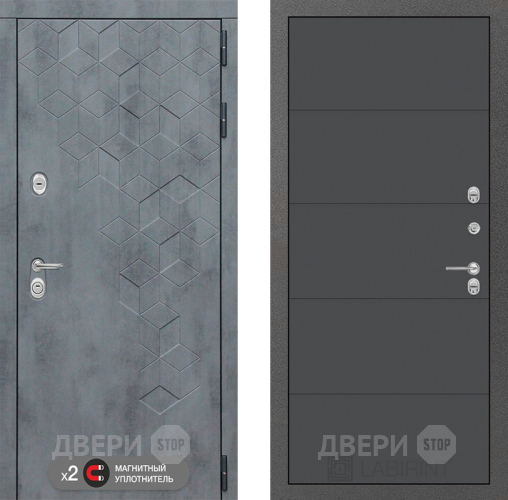 Входная металлическая Дверь Лабиринт (LABIRINT) Бетон 13 Графит софт в Краснознаменске