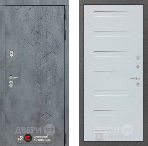 Входная металлическая Дверь Лабиринт (LABIRINT) Бетон 14 Дуб кантри белый горизонтальный в Краснознаменске
