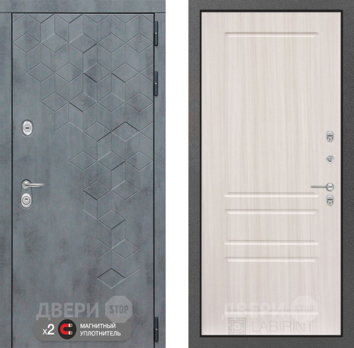 Входная металлическая Дверь Лабиринт (LABIRINT) Бетон 03 Сандал белый в Краснознаменске