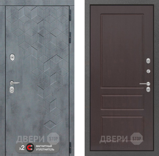 Входная металлическая Дверь Лабиринт (LABIRINT) Бетон 03 Орех премиум в Краснознаменске