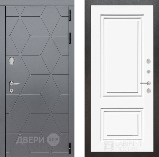 Входная металлическая Дверь Лабиринт (LABIRINT) Cosmo 26 Белый (RAL-9003) в Краснознаменске