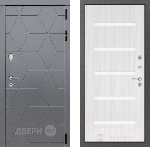 Входная металлическая Дверь Лабиринт (LABIRINT) Cosmo 01 Сандал белый в Краснознаменске