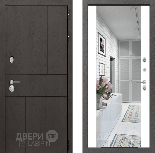 Дверь Лабиринт (LABIRINT) Urban Зеркало Максимум Белый софт в Краснознаменске