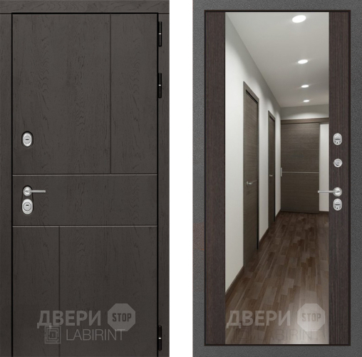 Входная металлическая Дверь Лабиринт (LABIRINT) Urban Зеркало Максимум Венге в Краснознаменске
