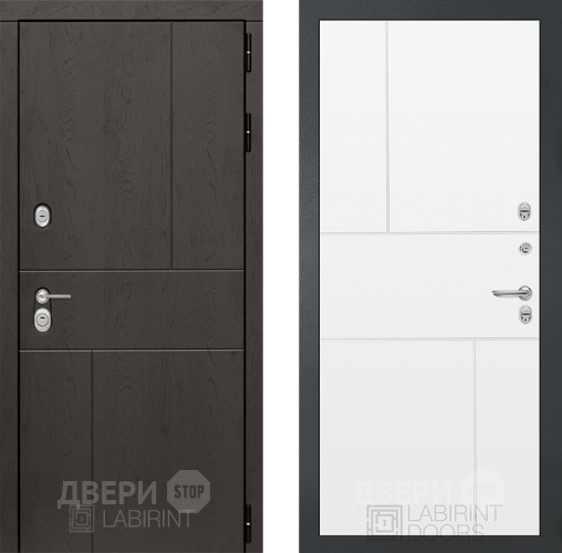 Входная металлическая Дверь Лабиринт (LABIRINT) Urban 21 Белый софт в Краснознаменске