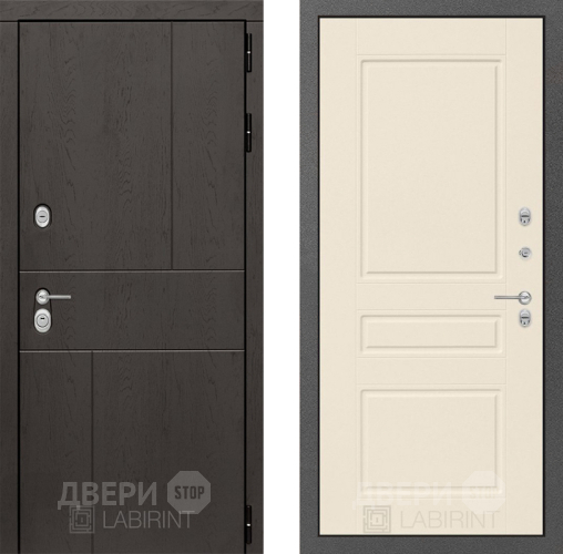 Входная металлическая Дверь Лабиринт (LABIRINT) Urban 03 Крем софт в Краснознаменске