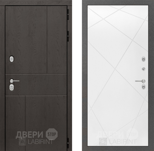 Входная металлическая Дверь Лабиринт (LABIRINT) Urban 24 Белый софт в Краснознаменске
