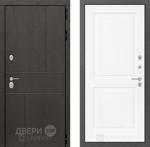 Входная металлическая Дверь Лабиринт (LABIRINT) Urban 11 Белый софт в Краснознаменске