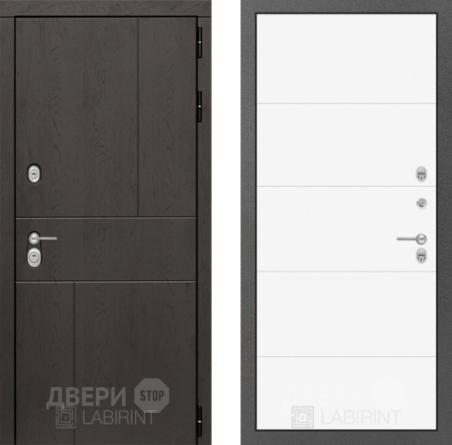 Входная металлическая Дверь Лабиринт (LABIRINT) Urban 13 Белый софт в Краснознаменске