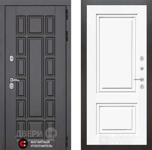 Входная металлическая Дверь Лабиринт (LABIRINT) New York 26 Белый (RAL-9003) в Краснознаменске