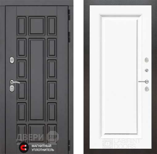 Входная металлическая Дверь Лабиринт (LABIRINT) New York 27 Белый (RAL-9003) в Краснознаменске