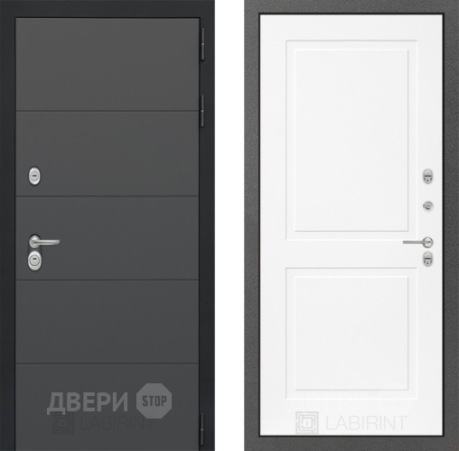 Входная металлическая Дверь Лабиринт (LABIRINT) Art 11 Белый софт в Краснознаменске