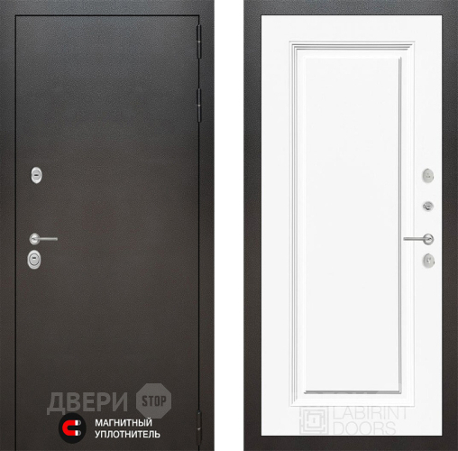 Входная металлическая Дверь Лабиринт (LABIRINT) Silver 27 Белый (RAL-9003) в Краснознаменске