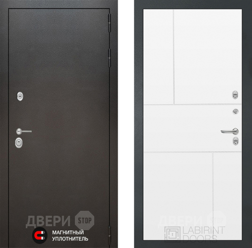 Входная металлическая Дверь Лабиринт (LABIRINT) Silver 21 Белый софт в Краснознаменске