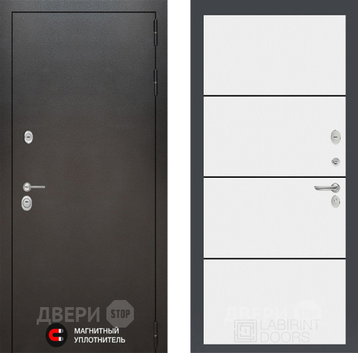 Входная металлическая Дверь Лабиринт (LABIRINT) Silver 25 Белый софт в Краснознаменске