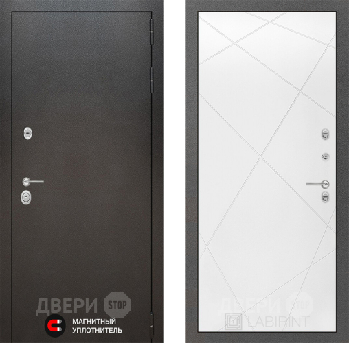 Входная металлическая Дверь Лабиринт (LABIRINT) Silver 24 Белый софт в Краснознаменске