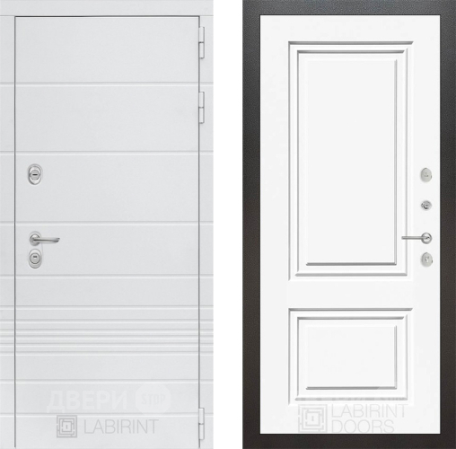 Входная металлическая Дверь Лабиринт (LABIRINT) Трендо 26 Белый (RAL-9003) в Краснознаменске