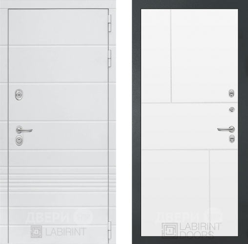 Входная металлическая Дверь Лабиринт (LABIRINT) Трендо 21 Белый софт в Краснознаменске