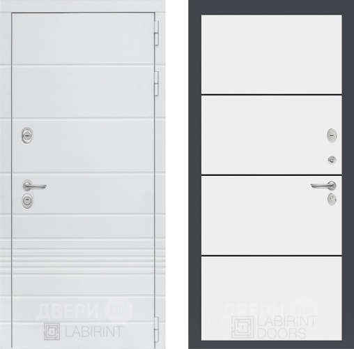 Входная металлическая Дверь Лабиринт (LABIRINT) Трендо 25 Белый софт в Краснознаменске