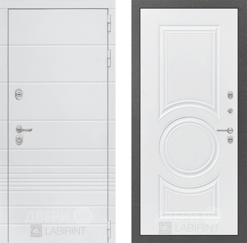 Входная металлическая Дверь Лабиринт (LABIRINT) Трендо 23 Белый софт в Краснознаменске