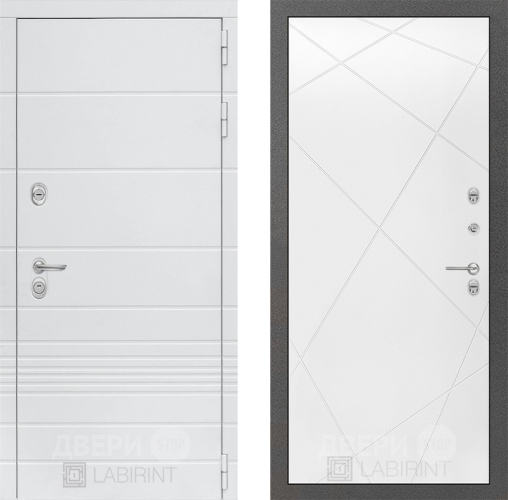 Входная металлическая Дверь Лабиринт (LABIRINT) Трендо 24 Белый софт в Краснознаменске