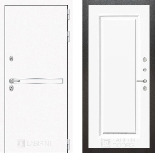 Входная металлическая Дверь Лабиринт (LABIRINT) Лайн White 27 Белый (RAL-9003) в Краснознаменске